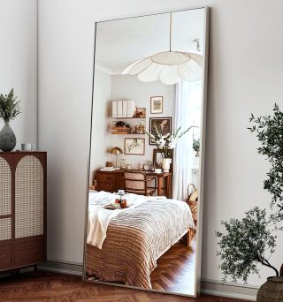 26"x71" Full Length Mirror, Adjustable Standing/Wall Mounted Floor Mirror for Bedroom, Living Room, Entryway, Large Silver Leaning Mirror with Shatterproof Glass